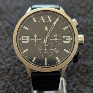 Armani Exchange Men's Quartz Watch with a Black Leather Band - AX1199